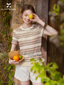 XIANGYING | Striped Knit Tunic Top With Fringe