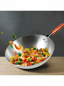 MOLORE | Non-coating Cast Iron Wok Wooden Handle