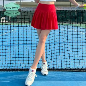 High Waist Quick Dry Sport Skirt with Pockets Tennis Skirt Running Skirt Dancing Skirt Breathable Mesh Pleated Golf Skirt