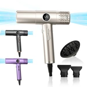 Professional 110000RPM High-Speed Hair Dryer Brushless Motor Negative Ionic Blow Dryer Fast Drying Low Noise with LCD Display