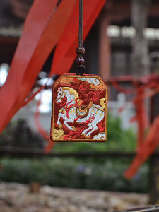 Traditional Double-Sided Embroidery Peace Charm Bag Hanfu Accessory Fragrance Pouch Miao Wu Ji Yu Tang Gold Horse