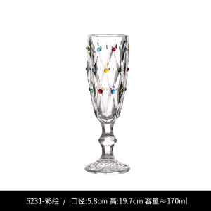 European Style Vintage Polka Dot High Foot Glass Red Wine Cup Color Painted Wine Glass High Aesthetic Value Old World Brandy Champagne Cup