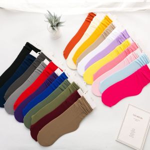 Bunching Socks Childrens Long Socks Ins Tide Curling Pure Color Velvet Ice Stockings Summer Thin Socks Womens Mid Tube Stockings
