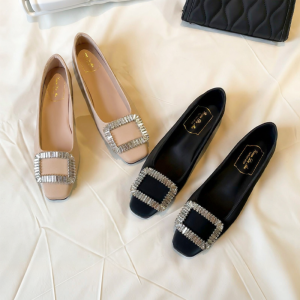 MIFEI | Elegant French Design Square Buckle Crystal Womens Shoes