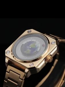 BINBOND Brand Watch For Men Rotating Earth Dial New Concept Creative Blue Planet Non Mechanical Pointer Silicone Strap Men Watch