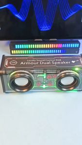 V8 ARMOUR Speaker Bluetooth V8 TWS Wireless v5.3 Double Subwoofer 10W Speker Music BASS RGB LED Light Transparent