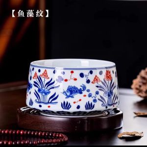 Jingdezhen Ceramic Tea Washing Bowl Ancient Blue And White Porcelain Waste Water Cylinder Tea Scraps Bucket Tea Ceremony Accessories
