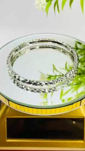 Vòng tay nữ bản ống size từ 3li5 đến 5li bạc 950 xi vàng trắng Vòng tay đôi bạc xi 3 lớp bạch kim kiểu chạm kim cương đẹp - KIM LOC PHAT VCO
