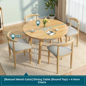 HUAYASEN | Nordic Solid Wood Round Coffee Dining and Office Chair Set