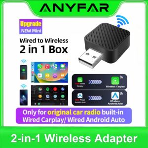 2 in1 Wired to Wireless CarPlay Android Auto Adapter for OEM Car Stereo With USB Dongle Smart Mini Box Plug and Play Bluetooth