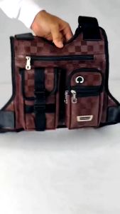 Tas Dada Polo Amstar Bahan Kulit PU Tas Selempang Dada Rompi