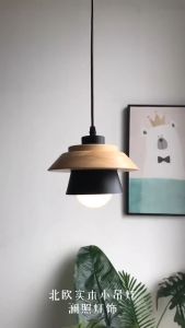 LED Pendant Light Nordic Adjustable Length Energy-Saving Wooden Drop Lights Dining Room Cafe Office Loft Indoor Lighting