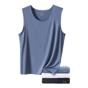 MiiOW | เสื้อกั๊กทรงหลวมสไตล์สปอร์ตสำหรับผู้ชาย คอตั้ง ระบายอากาศได้ดี ไซส์ใหญ่ ผลิตจากโมดอล ไม่มีรอยตะเข็บ เหมาะกับฤดูใบไม้ผลิและฤดูร้อน