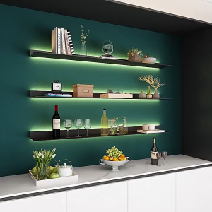 Heavy-Duty Metal Floating Wall Shelf No Wiring 80CM Lighting Rak Dinding Logam USB Rechargeable LED LED Wall Mounted