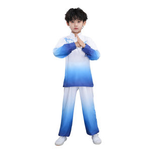 ชุดการแสดงศิลปะการต่อสู้สำหรับเด็กแขนสั้นไล่ระดับสี ผู้หญิง สไตล์ฝึกซ้อม ชุดสูท ฤดูใบไม้ผลิ แฟชั่นสุภาพสตรี ชนเผ่า ชุดเวที