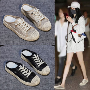 Casual Style Fishing Shoes for Women Spring Summer 2024 New Arrival Breathable Mesh Slip-ons with Cross Strap and Flat Heel