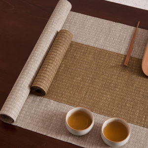 New Chinese Style Waterproof High-End Rush-Weaved Tea Mat