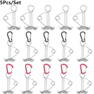 Windproof 5PCS Rope Buckle Retractable Spring Design Outdoor Camping Octopus Deck Ground Nails High Strength Tent Stakes