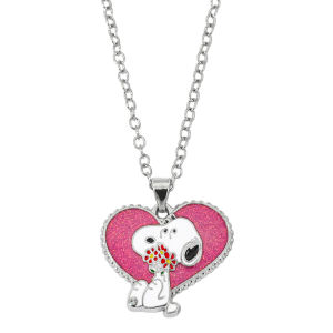 Bandai | New Heart Snoopy Pendant Necklace with Diamonds Light Luxury High End Sweater Chain y2k Jewelry Accessories