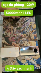 Sạc dự phòng 50000mah sạc nhanh dung lượng pin lớn có kèm dây cáp cho nhiều điện thoại