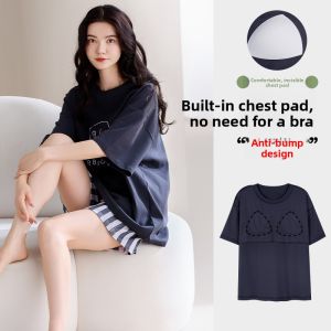 miiow | Cat Lady Summer Sleepwear Womens Cotton Padded Short Sleeve Home Clothes Set Cute Outerwear Friendly Breathable Comfortable