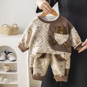 ทันสมัย เด็กทารก ฤดูใบไม้ร่วง ชุด ลำลอง สไตล์สปอร์ต ชุดสองชิ้นสําหรับเด็กอายุ 1-3 ปี ผ้าฝ้าย เสื้อผ้าใส่สบาย เด็กทารก อินเทรนด์ ชุดคลุม