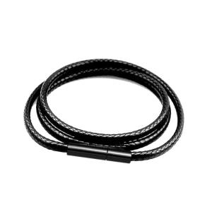 High-End Leather Rope Necklace Waterproof Silver Gold Pendant Simple Hanging Rope for Men And Women Black Rope Elegant Silver Gold Jade Pendant