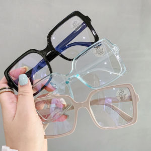 C.three Anti Blue Light Glasses Women Trendy Optical Glasses Leopard Printed Large Frame Glasses
