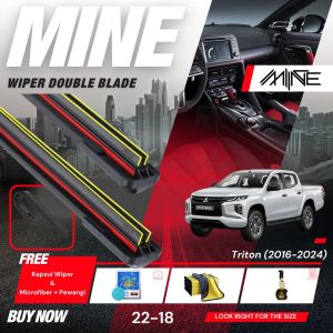 Wiper Frameless Double Blade MITSUBISHI TRITON 1 Pasang FREE BONUS
