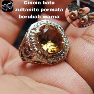 Cincin batu zultanite cange collor 12mm permata berubah warna