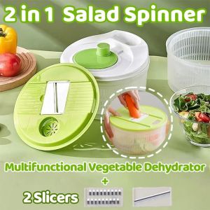 2 in 1 Cut and Wash Vegetables Salad Spinner Multifunctional Vegetable Dehydrator Kitchen Fruit Wash Strainer