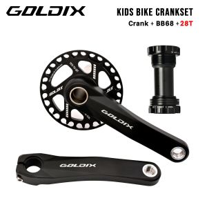 GOLDIX | GOLDIX Kids Bike Crankset 110mm-160mm Forged Aluminum Alloy Crank Arm CNC Machining with Chainring Guard for Children Bicycle
