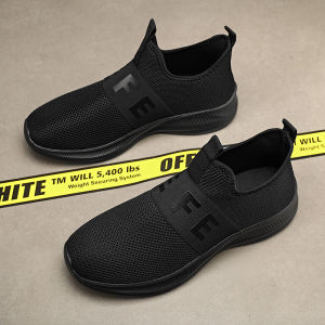 No-Tie Running Shoes Mens Autumn Version Slip-On Sports Shoes Mesh Breathable Footwear Easy-to-Wear Casual Low-Top Sneakers