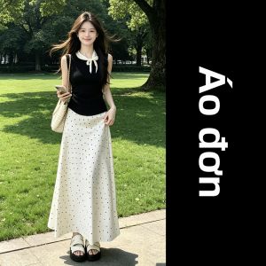PEIZIXUAN | Đầm Dài Túi Pháp Không Tay Đẹp