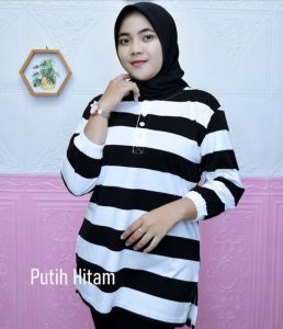 kaos muslim stripe berkancing/cotton combed 24s premium