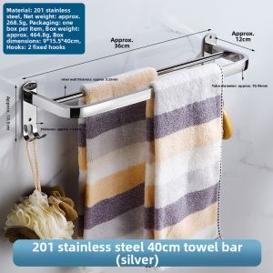 Foldable Wall-Mounted No-Drill 304 Stainless Steel Towel Rack