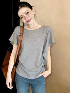 V.C.I | Flounce Sleeve Slimming Tunic  Womens Gray Tees
