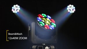 SHEHDS LED Beam Wash 12x40w RGBW Moving Head Light  ZOOM Lighting for Stage Disco Ball Dancing Lights DJ Equipment Church Theater Wedding