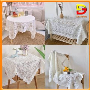 Khăn Trải Bàn Trắng Thêu Ren Hoa Tuyệt Đẹp Decor Chụp Ảnh - Tấm Trải Phủ Tab Đầu Giường DG-57