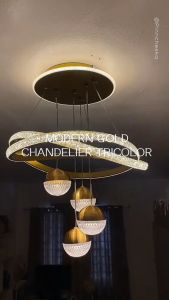 LED Penadant Light Nordic Modern Tricolor Remote Control Ceiling Chandelier for Dining Living Room Office Loft Decorative Lighting