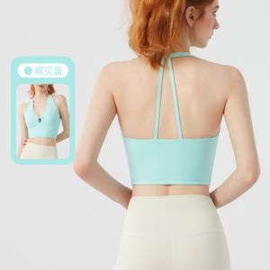 V-Neck One-Piece Sports Bra Yoga Clothes Beautiful Back Running Fitness Womens Sports Bra Breathable Quick-Dry High Elasticity