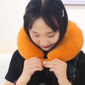 【In Stock】Cartoon Memory Foam U-shaped Pillow Car Neck Office Cute Plush Cervical Portable Travel Character Design Soft Spine Driving Student nap Cute Pillow