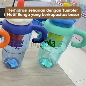Angola Tumbler Handle 1.6L W11 Bunga Botol Minum Insfued Water Jumbo Besar Sedotan