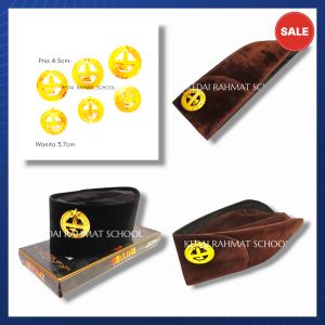 Set Topi Peci Kopiah Tanda Topi Emblem Seragam Pramuka Guru Pembina Pria Wanita