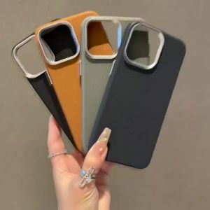 Ốp Điện Thoại Da Giả Mờ Cao Cấp Cho iPhone 17/16/15/14/13 Pro Max - Vỏ Bảo Vệ Silicon Mềm Chống Sốc Với Bảo Vệ Ống Kính