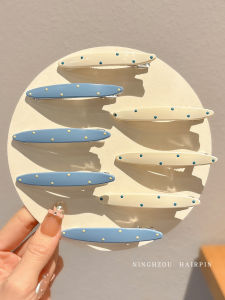Blue White Polka Dot Hair Clips Womens Side Duckbill Hair Accessories Seamless Hairpins Fashionable Hair Decorations
