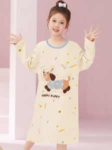 SHAPRA | Long Sleeve Cartoon Dachshund Cotton Nightgown
