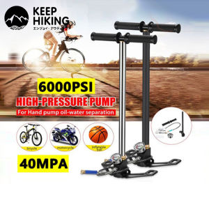 【COD&STOCK】Pcp Pump 4500/6000Psi High Pressure Hand Pump 3 Stage Air Pump For High Pressure Tires And Pre-Charged Pneumatic Airguns Sliver/Black color
