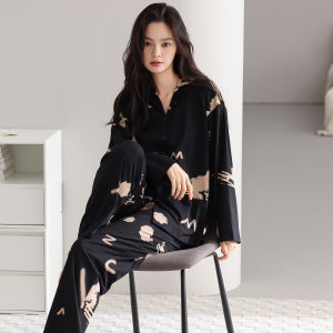 MiiOW | ชุดนอนผู้หญิงผ้าฝ้ายแท้แขนยาวหลวมสบายๆ ฤดูใบไม้ร่วง 2025 ชุดอยู่บ้านใหม่ ชุดนอนผ้าฝ้ายแท้ ชุดอยู่บ้าน ชุดนอนผู้หญิง