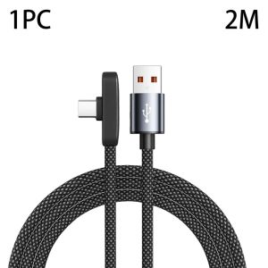 100W 6A Elbow Mobile Phone Data Cable Nylon Woven USB To Type C Fast Charging Cable for Smartphones Tablets and Laptops